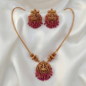 Lakshmi Pendant Chain With Ruby Crystals