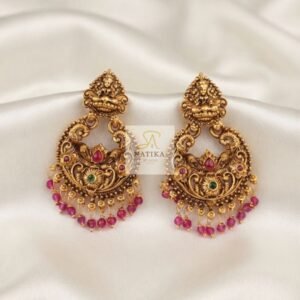 Lakshmi Chandbali Earrings with Ruby Hangings