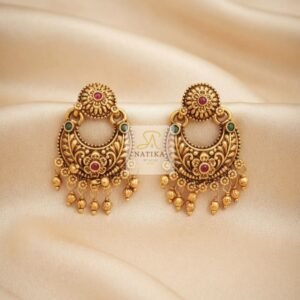 Non Idol Chandbali Earrings with gold Hangings